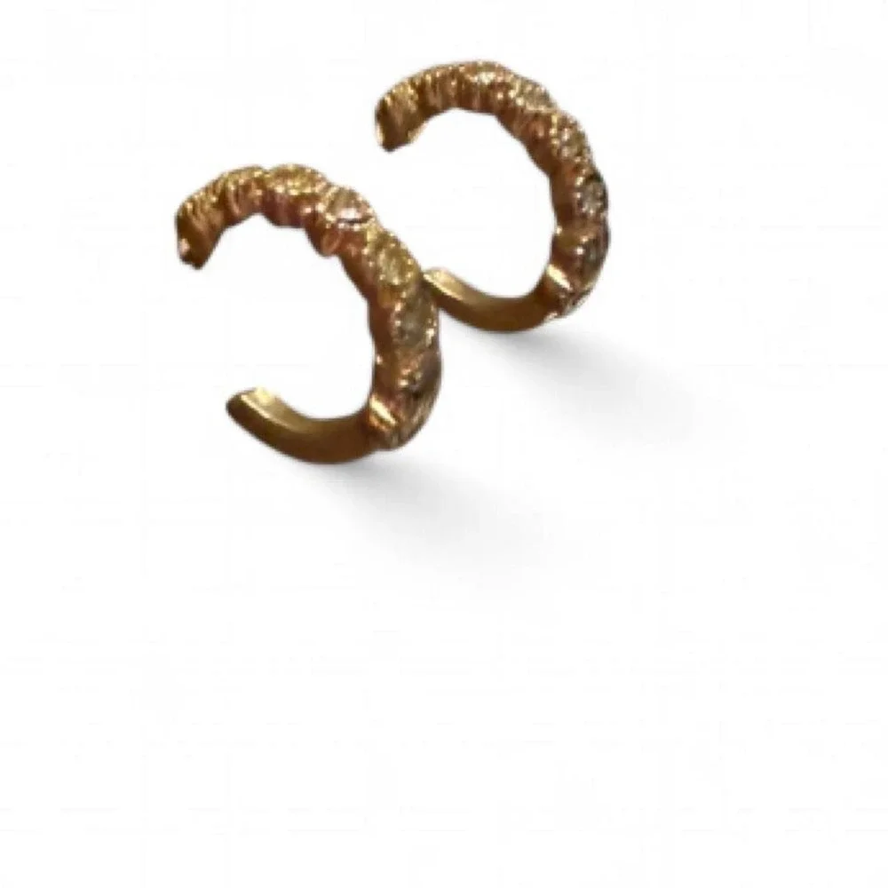 Gold Tone Rhinestone Huggie Hoop Earrings‎